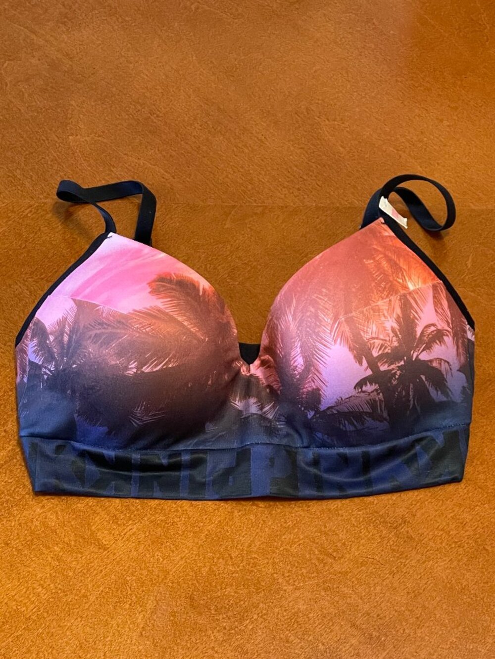 PINK Victoria's Secret Cool & Comfy Wireless Bra Tropical Palm Print S-DD